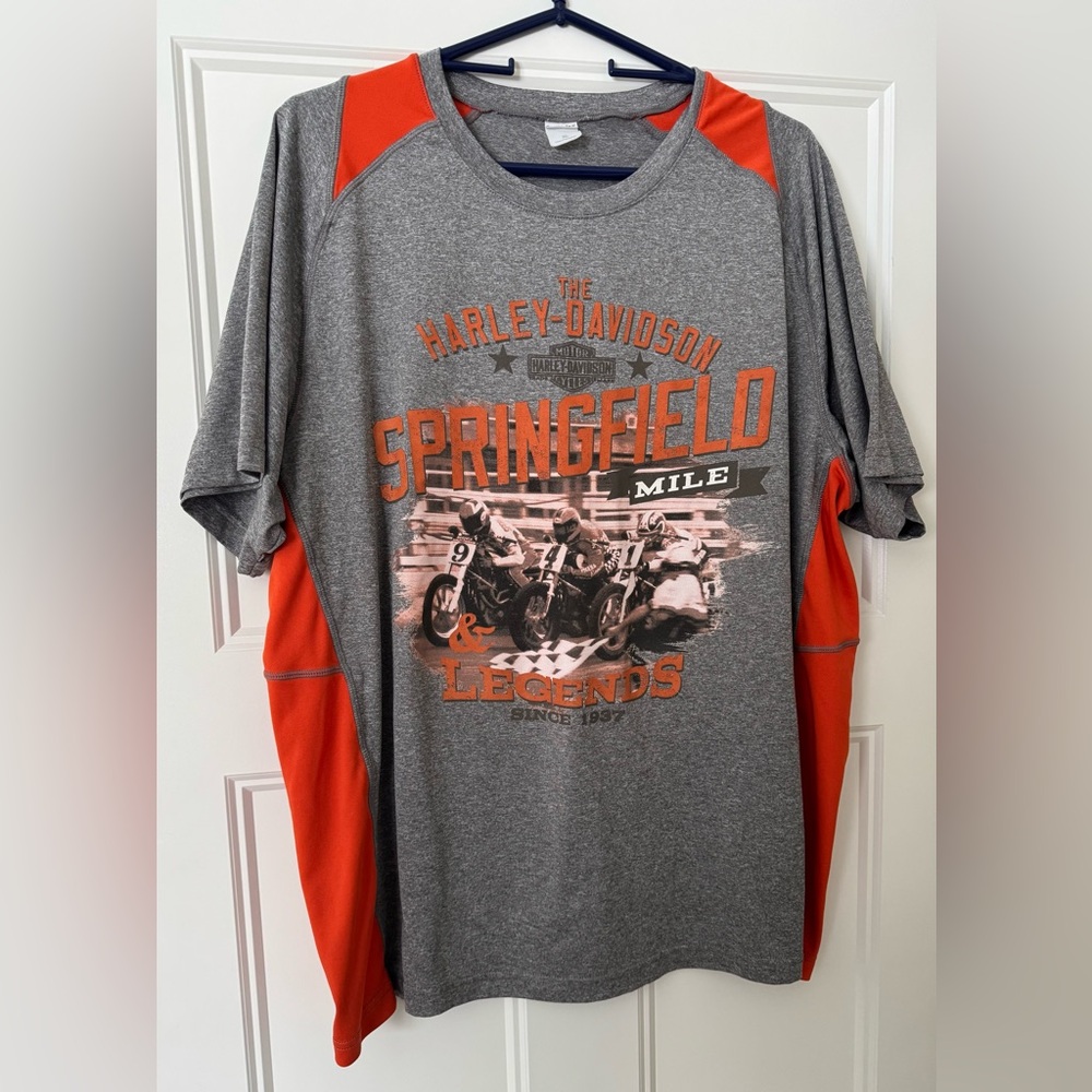 Harley Davidson Gray Orange Men's Short Sleeve Tee shirt springfield mile legend